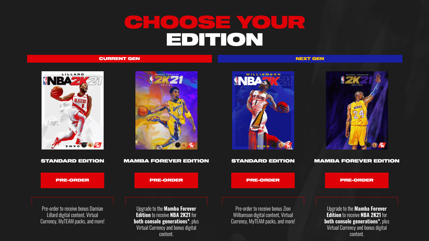 2k Announces Prices And Terms For Next Gen And Cross Gen Versions Of Nba 2k21 But It Could Be Simpler Business News Mcv Develop