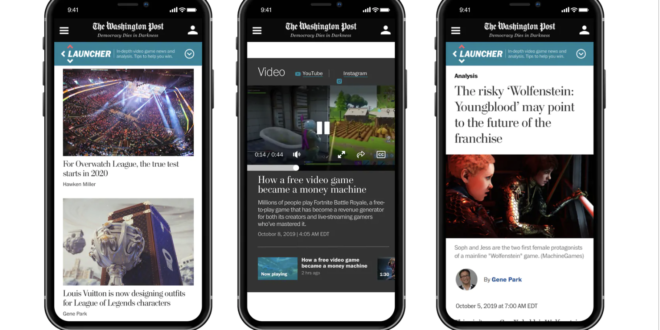 Screenshot 2019 10 10 at 11.05.41 The Washington Post launches new dedicated gaming section, Launcher