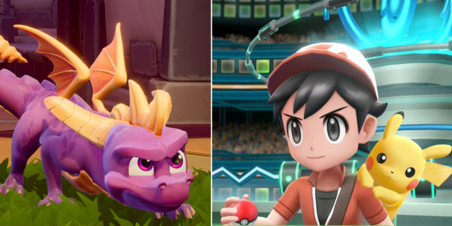 spyro vs pokemon Pokémon and Spyro top the charts, Fallout 76 and Hitman 2 fail to convince